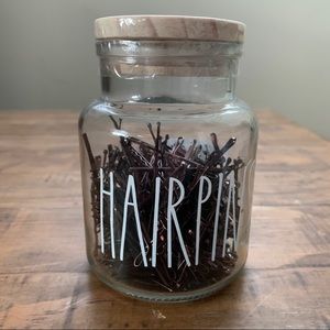 Rae Dunn HAIR PINS jar with bobby-pins inside
